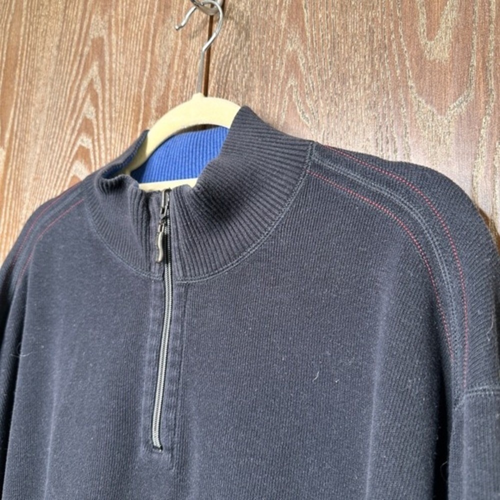 Tommy Bahama Reversible Quarter Zip Pullover Sweater Black Blue Marlin Mens - Picture 4 of 11